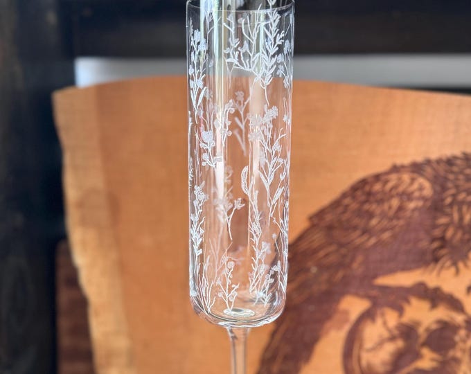 Etched Champagne Glass, Etched Wedding Gifts
