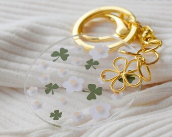 Field of Clovers Keychain - Cottage Floral Aesthetic | Shamrock Floral Accessory | Gift for Daughters, Friends, and More! | Lucky Fields