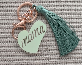 Mama Handmade Keychain - Cute Mother's Day Gift for Mothers (Duh XD),  Daughters, Friends, and More! Great for First-Time Moms | Mama Heart