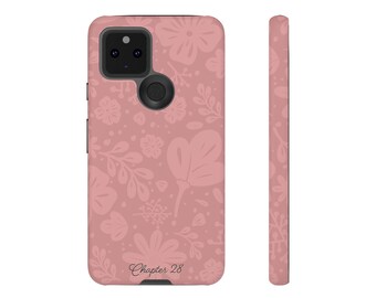 Pink Floral Tough Google Pixel Case for Young Women - Cute Spring Phone Cover, Soft Feminine Aesthetic, Flowery Accessory