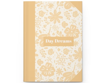 Żółty kwiatowy twardy dziennik - notatnik do nauki Day Dreams, prezent dla pisarzy i studentów, uspokajający, uroczy pamiętnik, dziennik inspirowany toile