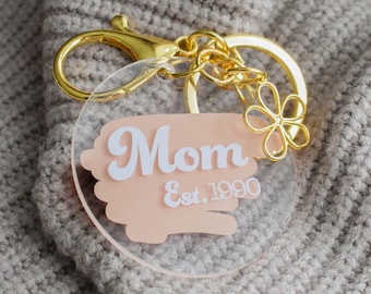 Custom Motherhood Keychain - Handmade Mom Gift for Mother's Day and New Moms | Mama Est.