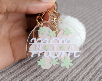 Custom Mom Keychain With Kid's Initials - Custom Handmade Floral Keychain for Mother's Day or New Moms, Pick Colors and Charms | Made By Mom