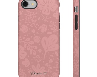 Pink Floral Tough iPhone Case - Soft Spring Accessories for a Cute Feminine Aesthetic, Durable and Minimalist Phone Cover for Young Women