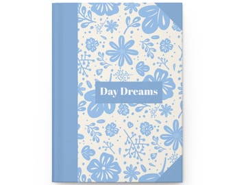 Niebieski kwiatowy twardy dziennik - notatnik do nauki Day Dreams, prezent dla pisarzy i studentów, uspokajający, uroczy pamiętnik, dziennik do pisania inspirowany toile
