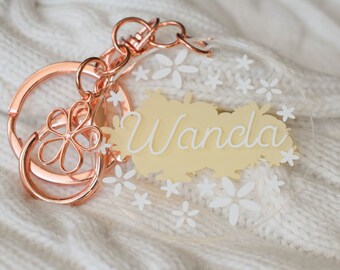 Handmade Custom Spring Keychain- Personalized Spring Flowery Keychain for Girly Flower Lovers! Girl Gifts for Easter Baskets | Flower Burst