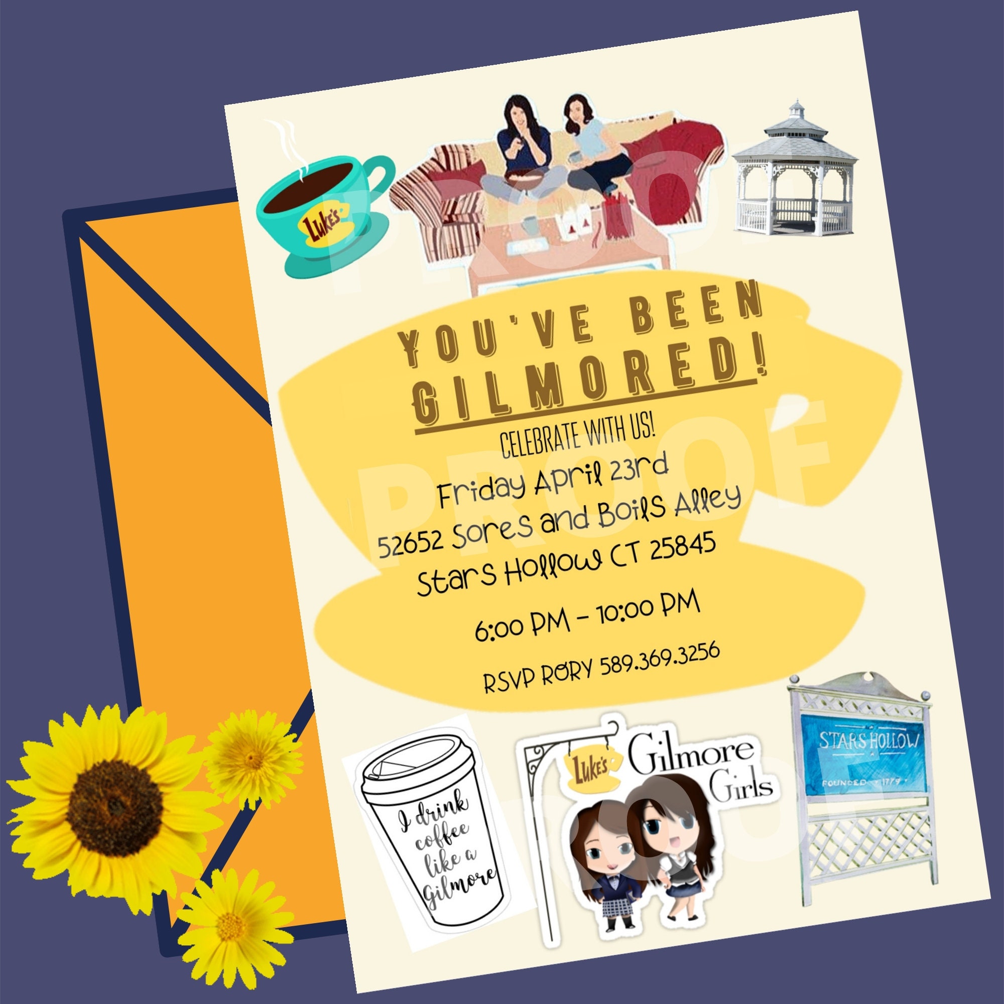 Gilmore Girls Birthday Digital Invitation Gilmore Girls Party Etsy