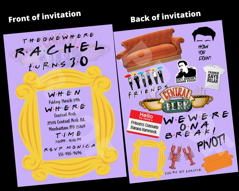 Friends Birthday Invitation Friends TV show invitation | Etsy