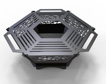 Fire Pit-Grill, Barbecue, Collapsible, Flatpack "Hexagon" | Steel: 3 mm