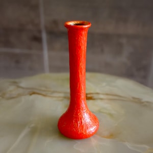 Textured Red Vase with Abstract Brush Strokes Handmade Décor Art Deco Mid-century Cottagecore Hollywood Regency  Flower Vase