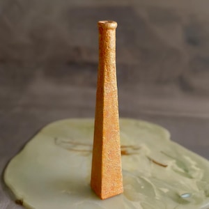 Textured Thin Orange Vase Handmade Unique Gift, Eye-Catching Colorful Décor Art Deco Mid-century Cottagecore Hollywood Regency