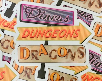 Diners, Dungeons, and Dragons D&D Vinyl Sticker