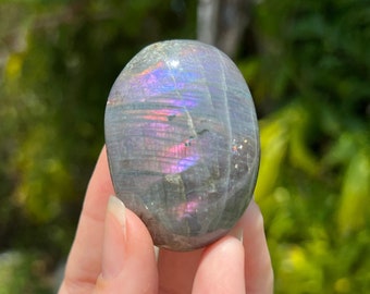 Purple Flash Labradorite Palm Stone | High Quality Flashy Crystal | Crystal Palm Stone