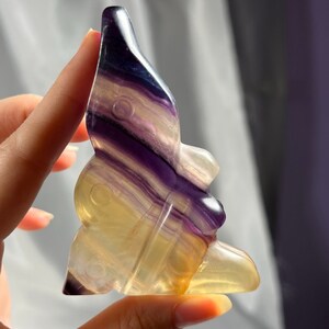 Fluorite Fairy | Crystal Carving | Yellow Purple Fluorite