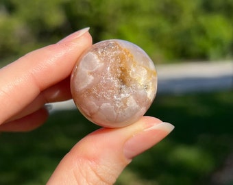 Mini Flower Agate Sphere w/ Pink Amethyst | Druzy Crystal Sphere | Mini Crystals