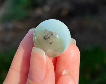 Green Flower Agate Mini Sphere w/ Dendrite | 20mm | High Quality Rare Crystal | Mini Crystals