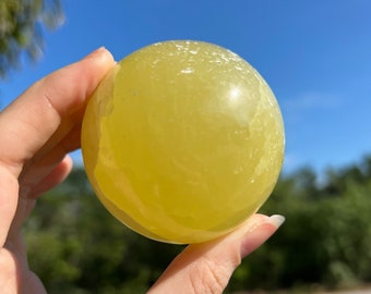 Lemon Calcite Sphere | 60mm | Yellow Calcite Crystal Sphere