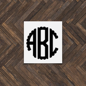 Scalloped Monogram Custom Vinyl Decal