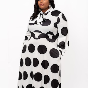 polka black dot maxi // Long Sleeves // long sleeves evening dress // Long Maxi Dress for Women // Plus Size women long maxi