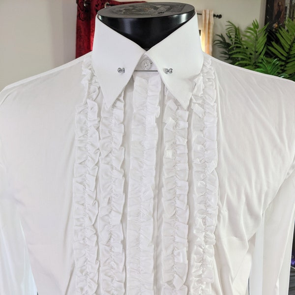 Slim Fit White dress shirt  // Men wedding tuxedo Ruffle // Tuxedo Shirt // Men Designer Shirts // Floral Shirt men //party wear dress shirt