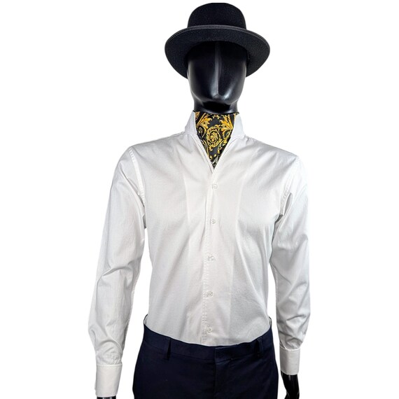 Men's White Slim Fit Mandarin Collar Dress Shirt, UNIK COLLECTION Formal  Wear - Etsy