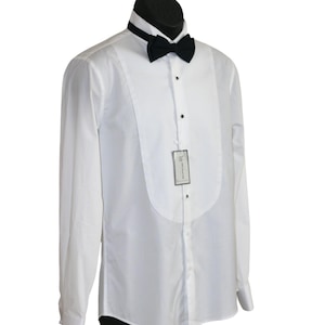 Men’s White Tuxedo Dress Shirt – UNIK COLLECTION | Formal Wedding Shirt | Classic Black Tie Event Wear
