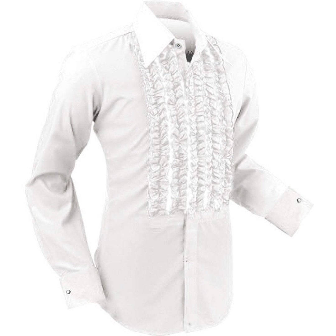 Ruffle Shirt Men Vintage Men Formal Shirt Ruffle Stand Collar