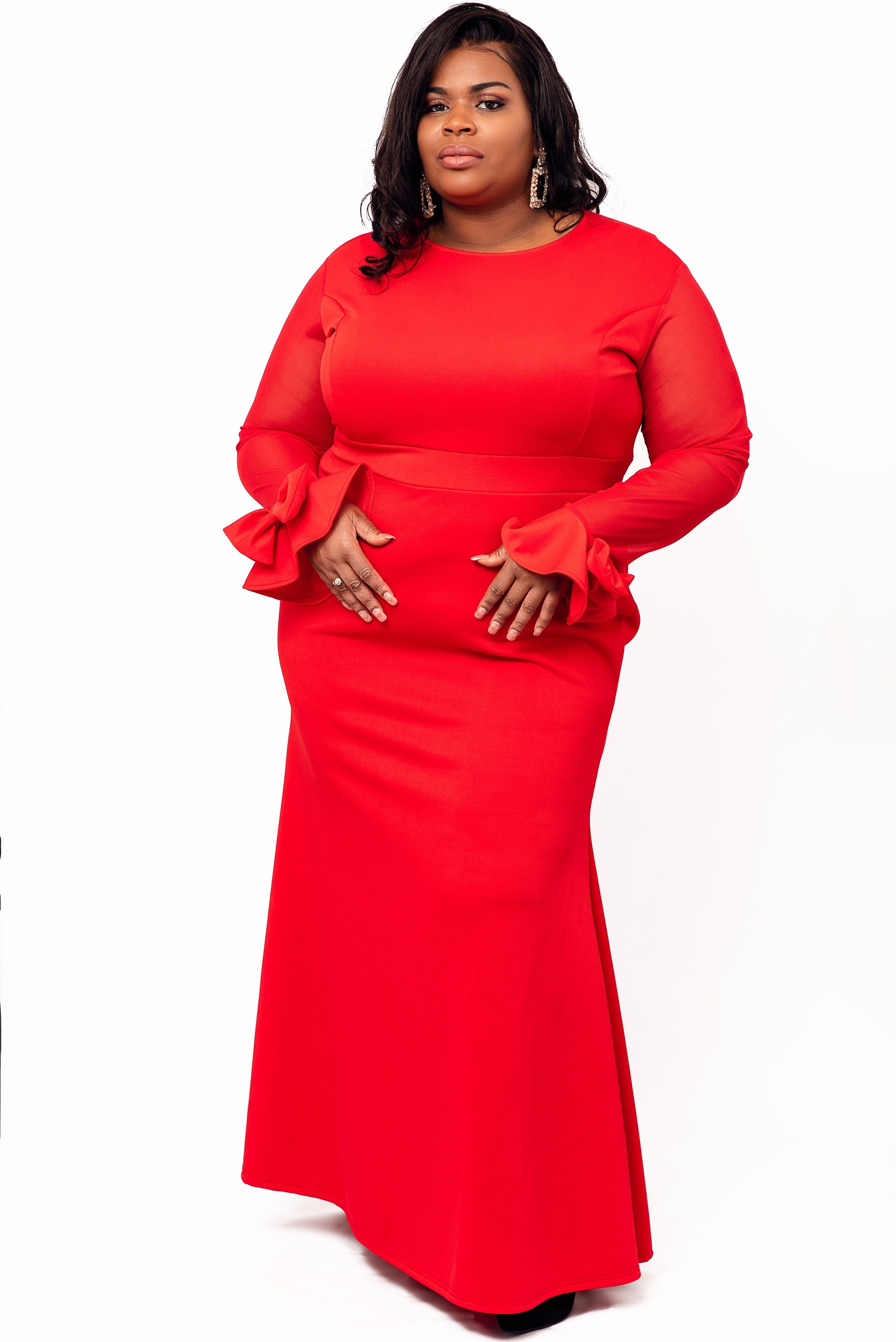 Fjord Frigøre ekstra Plus Size Red Evening Dress - Etsy