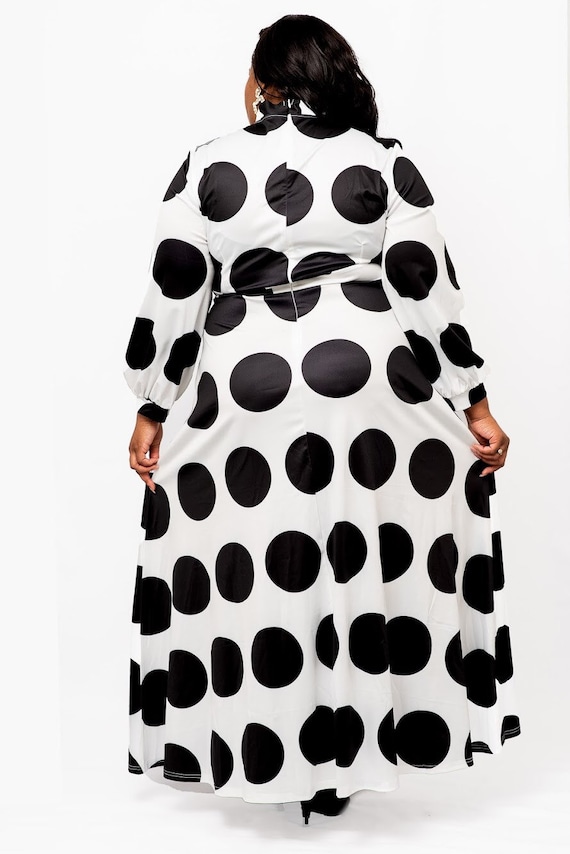 black and white polka dot maxi dress plus size Womens Yours Curve Black Limited Polka Dot Lace V Dress US 14