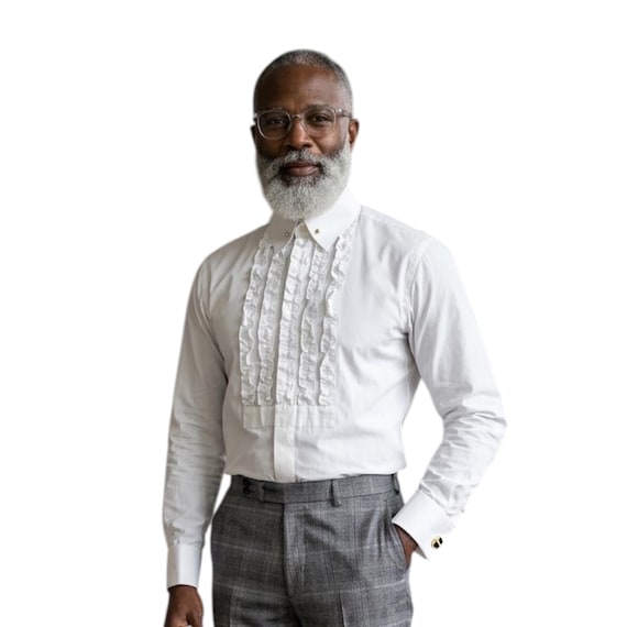 Men's White Ruffle Tuxedo Shirt - Vintage Wedding Gala Wear - Etsy