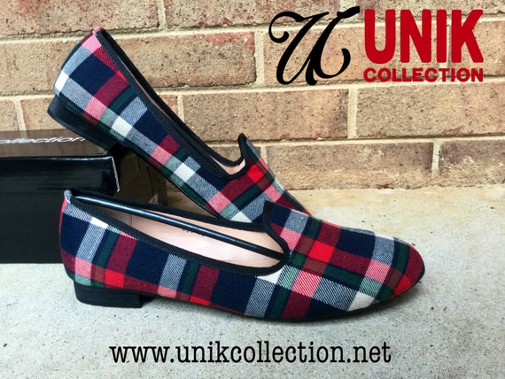 ladies red tartan slippers