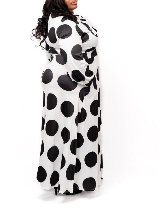 Polka Dot Maxi Dress: Long Sleeve Evening Gown, Plus Size - Etsy Polka Dot Maxi Dress: Long Sleeve Evening Gown, Plus Size - Etsy