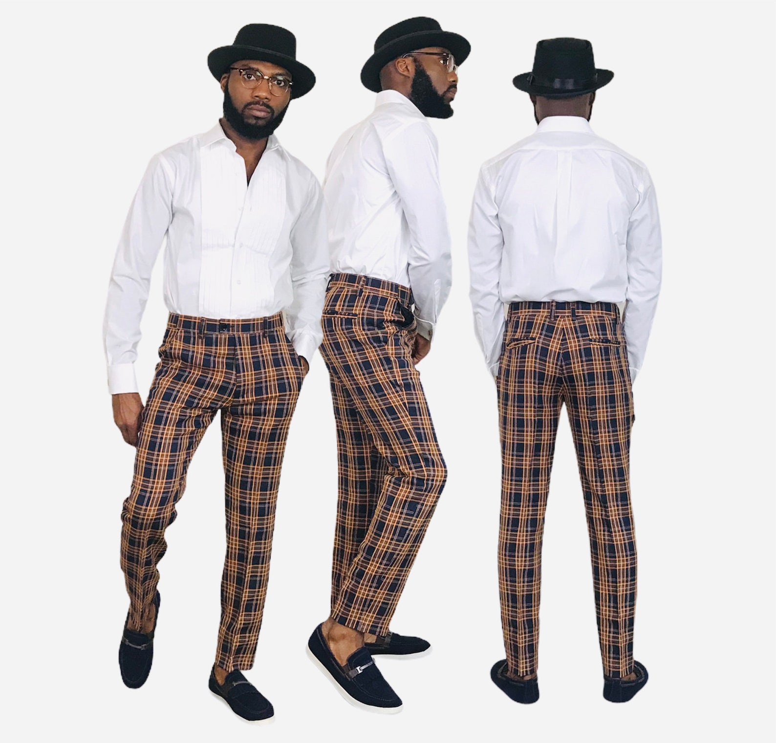 orange plaid pants mens