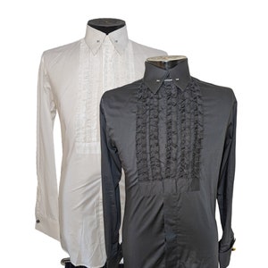 Elegant Tuxedo Shirt Set: 2-Piece Black & White, Formal Men&#39;s Dress Shirt Collection&quot;