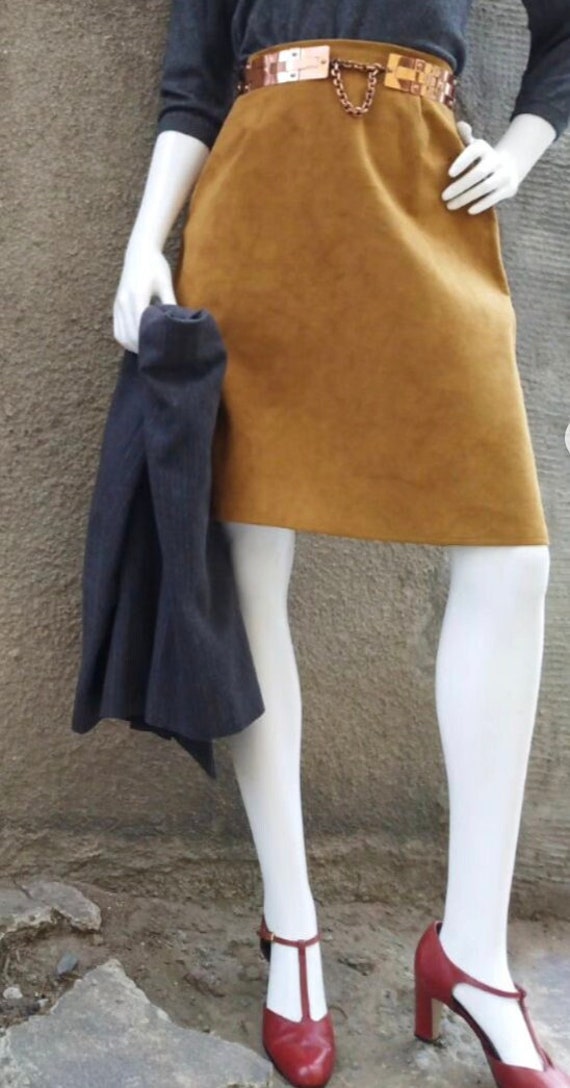 Handmade Faux suede A-line skirt in a lovely Musta