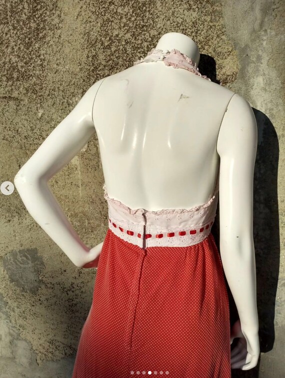 1970s Fun 2 piece halter maxi dress and shawl set… - image 3