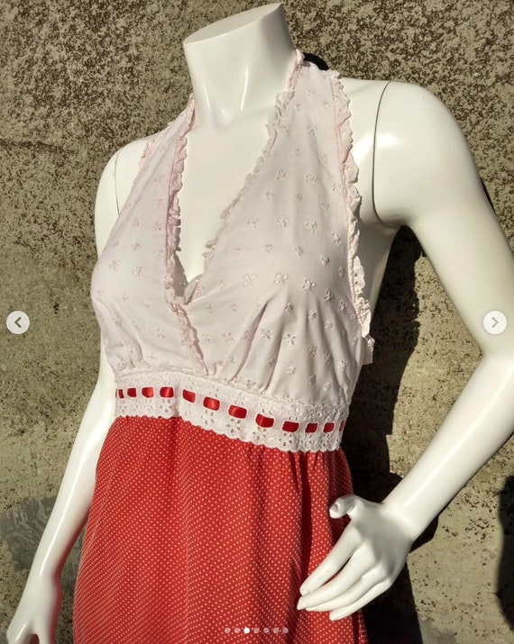 1970s Fun 2 piece halter maxi dress and shawl set… - image 4