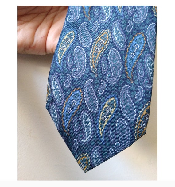 1970s/80s GUCCI blue silk paisley tie - Made in I… - image 4