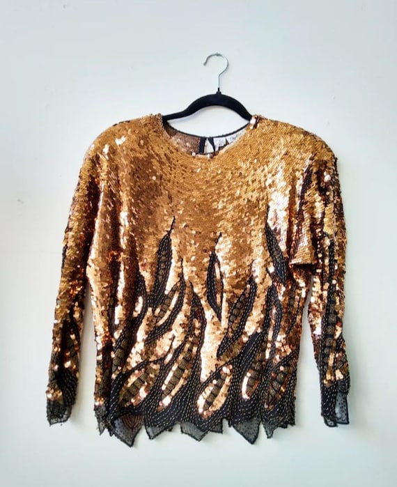 INSANE FLAMES heavily sequined and beaded top by O
