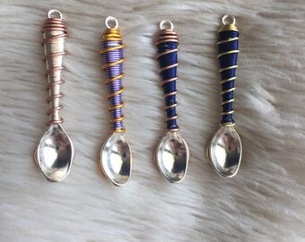 Custom Color Wire Wrap Novelty Mini Spoon Necklace