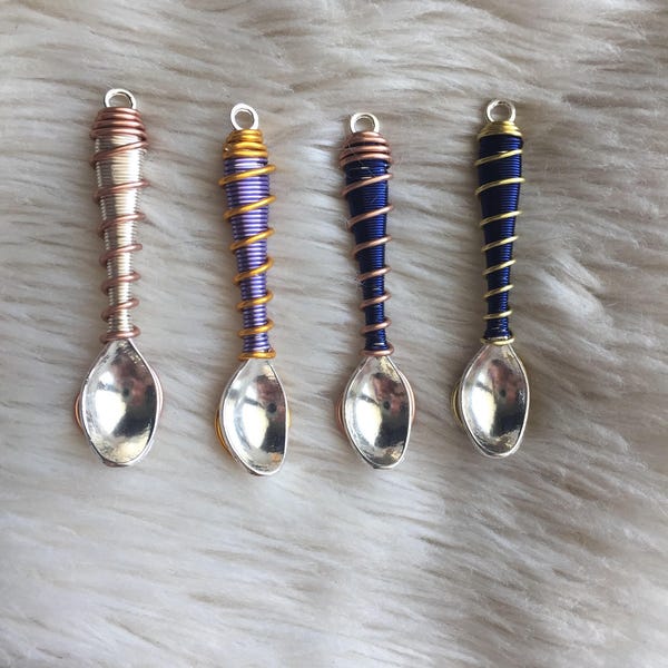 Custom Color Wire Wrap Novelty Mini Spoon Necklace