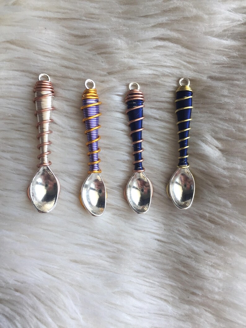 Custom Color Wire Wrap Novelty Mini Spoon Necklace Etsy