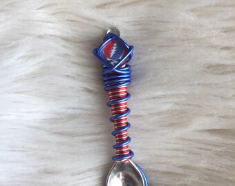 Custom Color Wire Wrapped Grateful Dead Novelty Mini Spoon Necklace