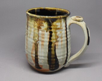 Wood fired porcelain mug, 12 oz
