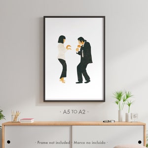 Cartel minimalista Pulp Fiction | Baile de Mia Wallace y Vincent Vega | Impresión de escena película Quentin Tarantino Arte Pared