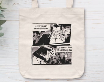 Pulp Fiction Tote bag / Mia Wallace and Vincent Vega in Jack rabbit Slims dance scene Quentin Tarantino famous film Movie lover gift Him Her