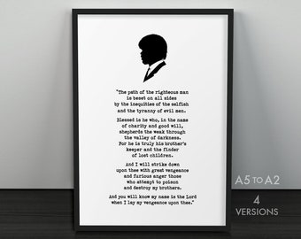 Pulp Fiction Poster - Ezekiel 25 17 / Jules Winnfield movie quote Quentin Tarantino Samuel L Jackson Film prints Couple gifts Scene wall art