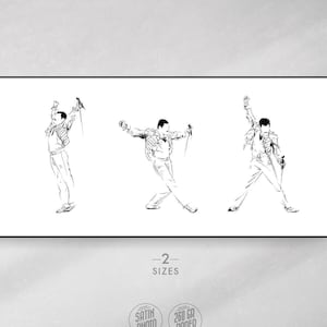 Freddie Mercury 1986 - Music Poster / Queen Wembley Stadium print Tribute artwork Live concert Rock band Artist Lover gift Wall art Couples