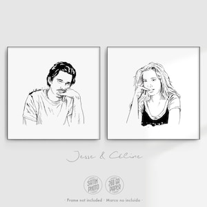 Poster Before Sunrise - Jesse e Celine / Scena originale del telefono Before Sunrise Trilogy Film romantico Geek regalo coppia arte murale