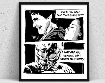 Donnie Darko Poster | Movie theater scene | Donnie and Frank the Bunny, Film poster print, Jake Gyllenhaal, Movie wall art, Film lover gift
